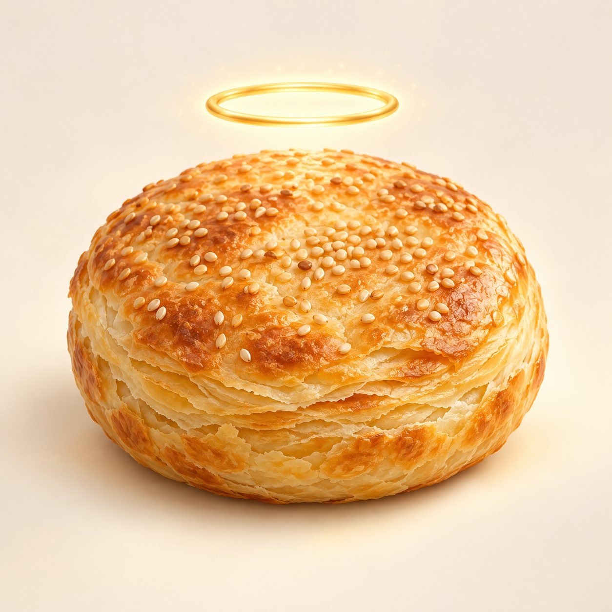 头顶光环的金黄烧饼
